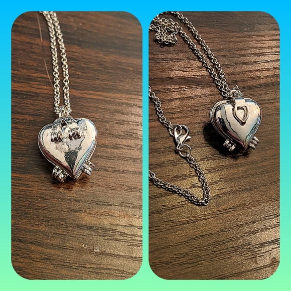5/$25 brand new silver heart locket necklace heart opens into 4 pic holders - Picture 4 of 11